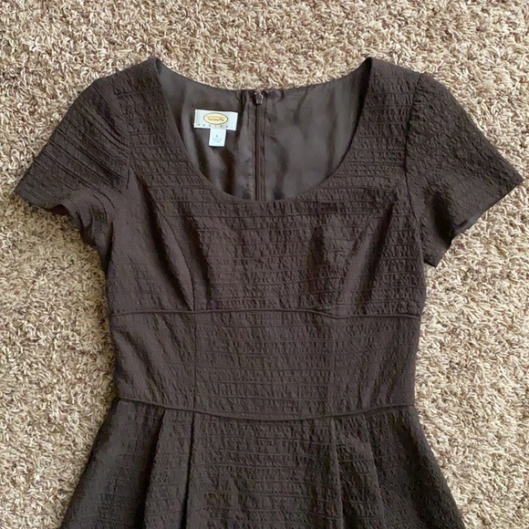 Talbots Petites chocolate textured cap sleeve dress - Picture 2 of 10